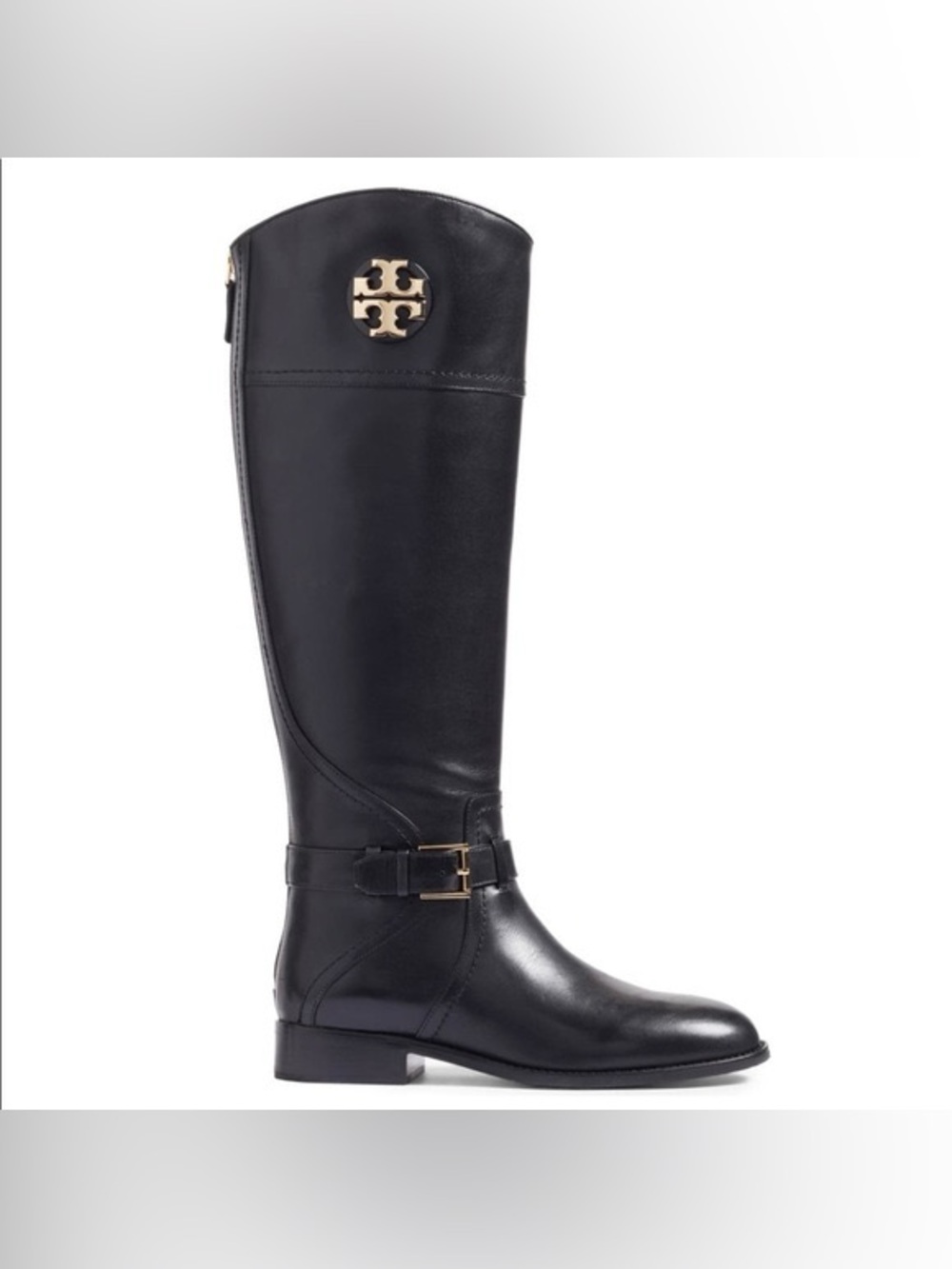 Tory Burch Adeline Riding Boots Knee High Equestrian Leather Black 7.5 Classic